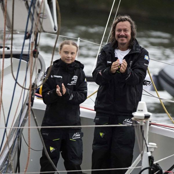 Greta Thunberg with Father