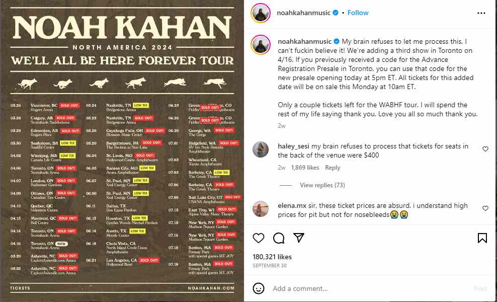 Noah Kahan Tour 2024
