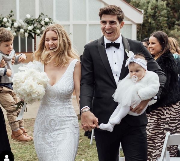 Sean Abbott on Wedding Day with Daughter and Partner