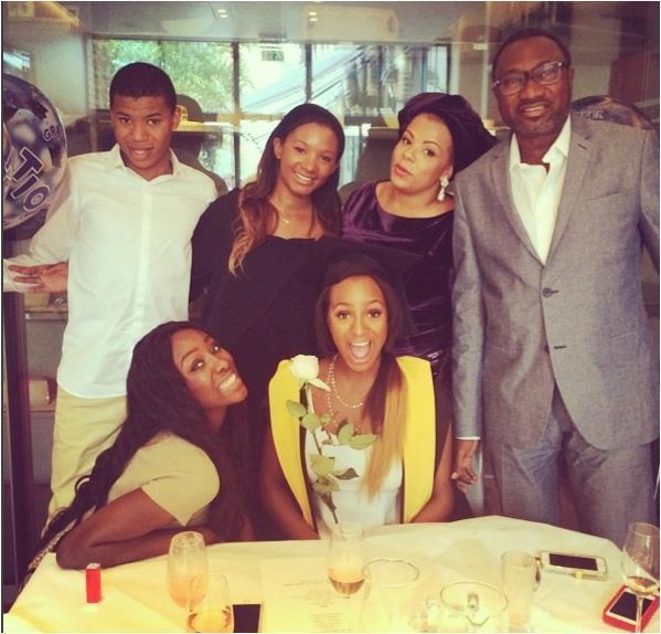 Nana Otedola with her Four Kids and Partner