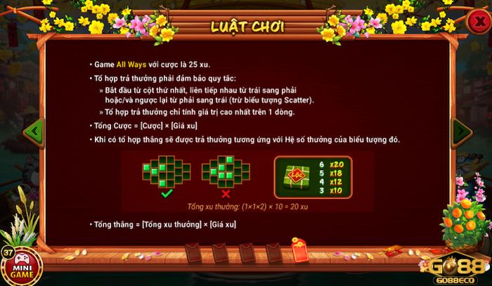 Luật chơi Nổ hũ Sắc Xuân Chợ Tết Go88 người chơi cần ghi nhớ