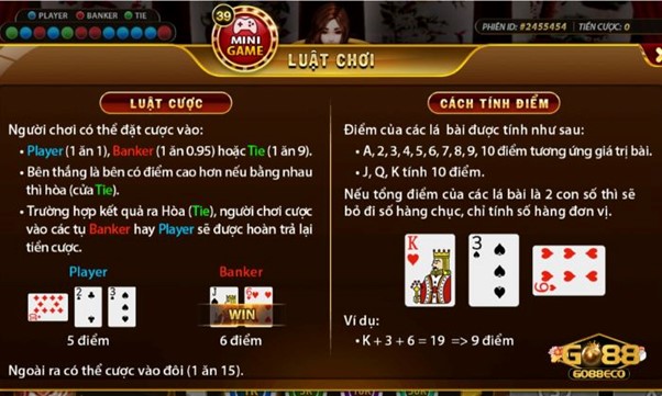 Luật chơi game Baccarat được quy định rõ ràng tại nhà cái